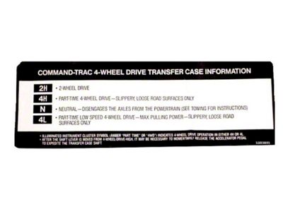 Transfer Case Sun Visor Decal (97-98 Jeep Wrangler TJ)