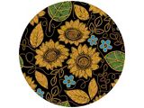 Faux Embroidered Sunflower Spare Tire Cover with Camera Cutout; Black (18-26 Jeep Wrangler JL)