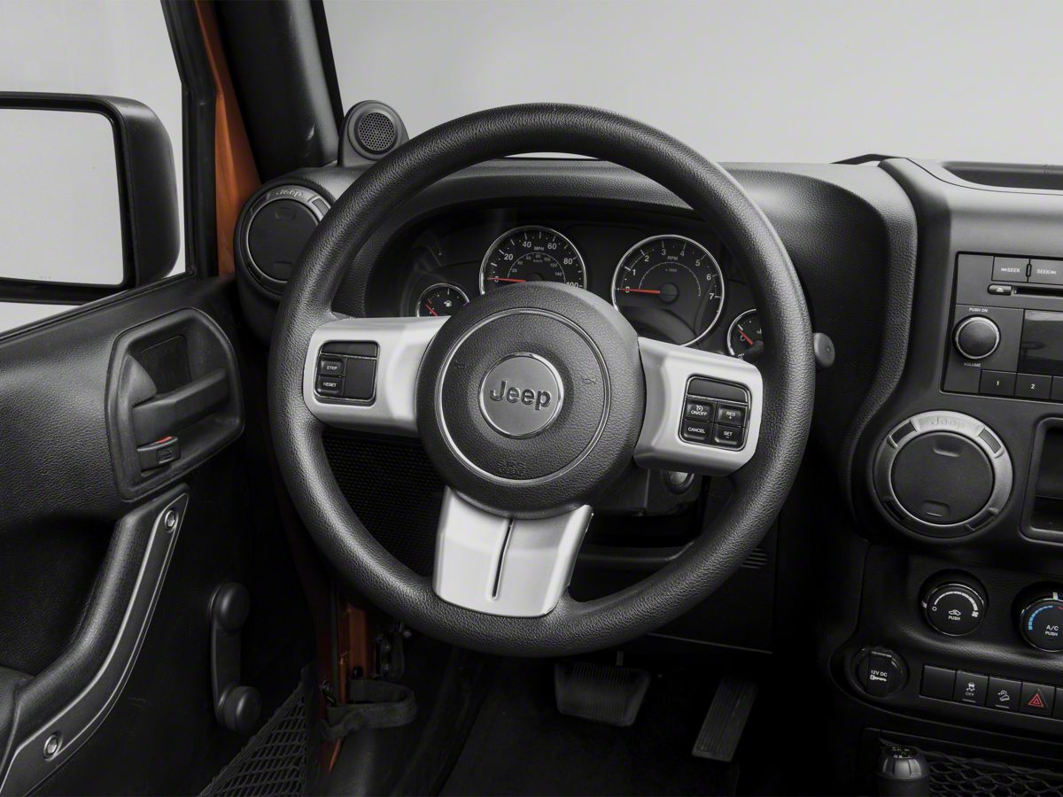 Rugged Ridge Steering Wheel Trim Brushed Silver 11 18 Jeep Wrangler Jk