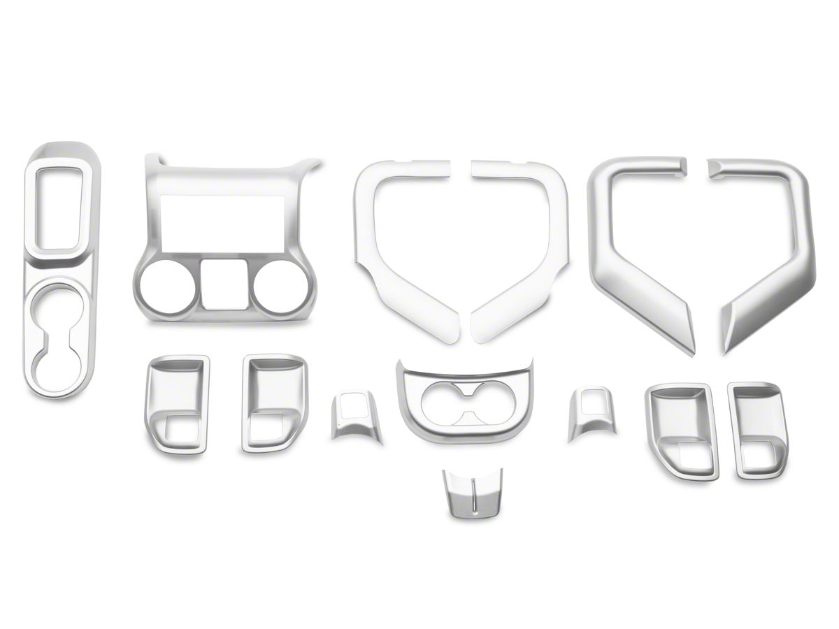 Rugged Ridge Interior Trim Accent Kit Brushed Silver 11 18 Jeep Wrangler Jk 4 Door W Automatic Transmission