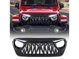 American Modified Shark Grille with LED Eyebrow DRL and Turn Signals, Matte Black (20-26 Jeep Gladiator JT)