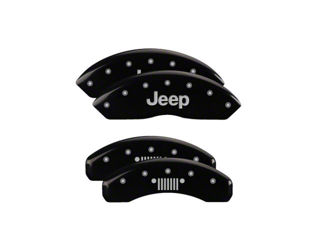 MGP Brake Caliper Covers with Jeep Grille Logo; Black; Front and Rear (18-24 Jeep Wrangler JL)