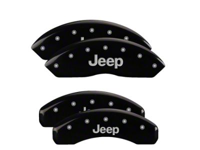 MGP Black Caliper Covers with Jeep Logo; Front and Rear (18-23 Jeep Wrangler JL)