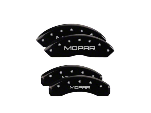 MGP Brake Caliper Covers with MOPAR Logo; Black; Front and Rear (18-24 Jeep Wrangler JL)