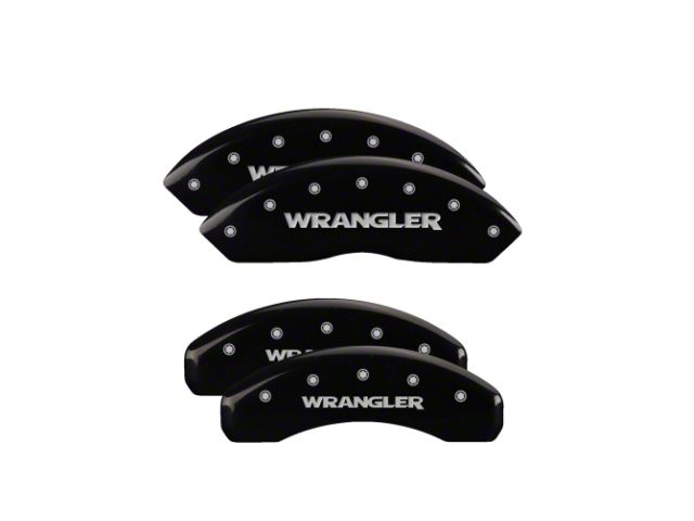 MGP Brake Caliper Covers with Jeep Wrangler Logo; Black; Front and Rear (18-24 Jeep Wrangler JL)