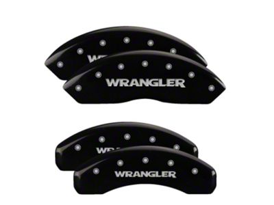 MGP Brake Caliper Covers with Jeep Wrangler Logo; Black; Front and Rear (18-24 Jeep Wrangler JL)