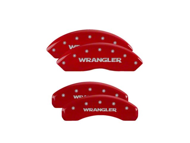 MGP Brake Caliper Covers with Jeep Wrangler Logo; Red; Front and Rear (18-24 Jeep Wrangler JL)
