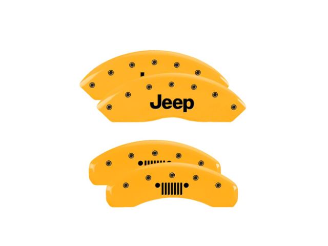 MGP Brake Caliper Covers with Jeep Grille Logo; Yellow; Front and Rear (18-24 Jeep Wrangler JL)