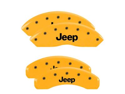MGP Brake Caliper Covers with Jeep Logo; Yellow; Front and Rear (18-24 Jeep Wrangler JL)