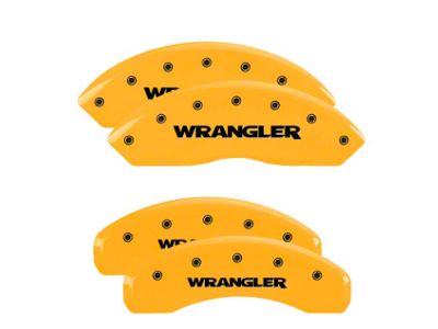 MGP Brake Caliper Covers with Jeep Wrangler Logo; Yellow; Front and Rear (18-24 Jeep Wrangler JL)