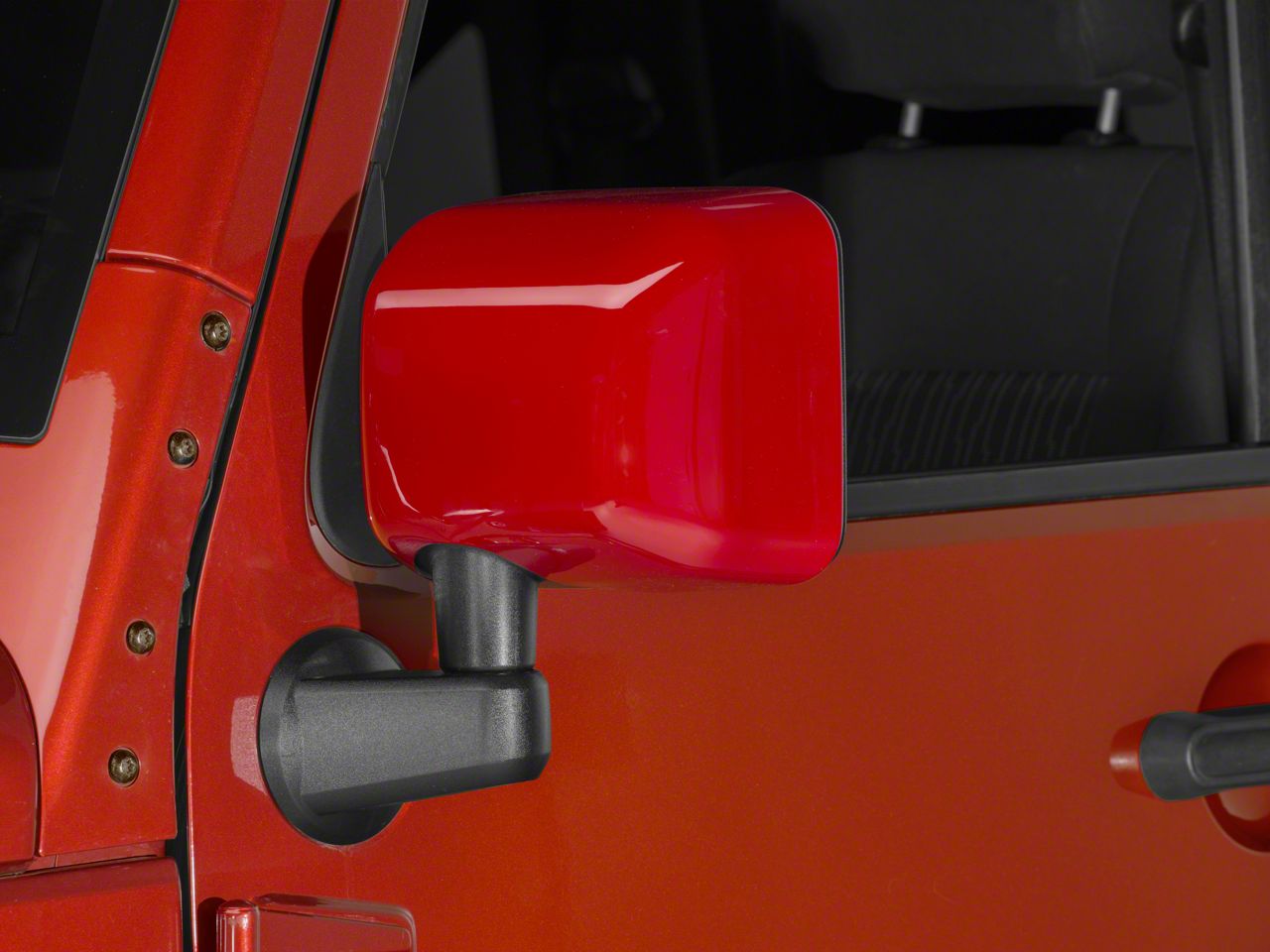 Painted-to-Match 1 Pair Boomerang for Jeep JK Wrangler ColorPro Mirror Caps - Flame Red 2007-2018 - Driver & Passenger Side Mirrors 