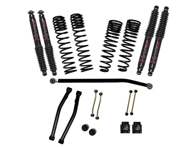 SkyJacker 3.50-Inch Dual Rate Long Travel Suspension Lift Kit with 2-Inch Rear Coil Springs and Black MAX Shocks (20-24 Jeep Gladiator JT, Excluding Launch Edition, Mojave & Rubicon)