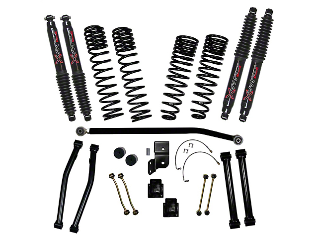 SkyJacker 4.50-Inch Dual Rate Long Travel Suspension Lift Kit with 3-Inch Rear Coil Springs and Black MAX Shocks (20-22 Jeep Gladiator JT, Excluding Launch Edition, Mojave & Rubicon)
