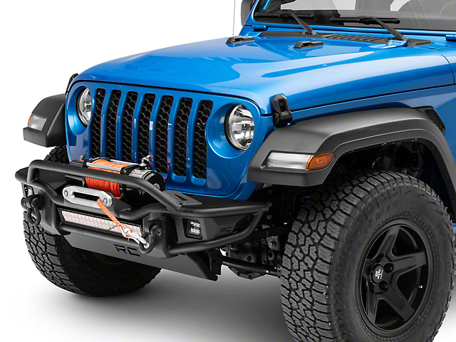 Rough Country Tubular Winch Front Bumper; Satin Black (20-23 Jeep Gladiator JT)
