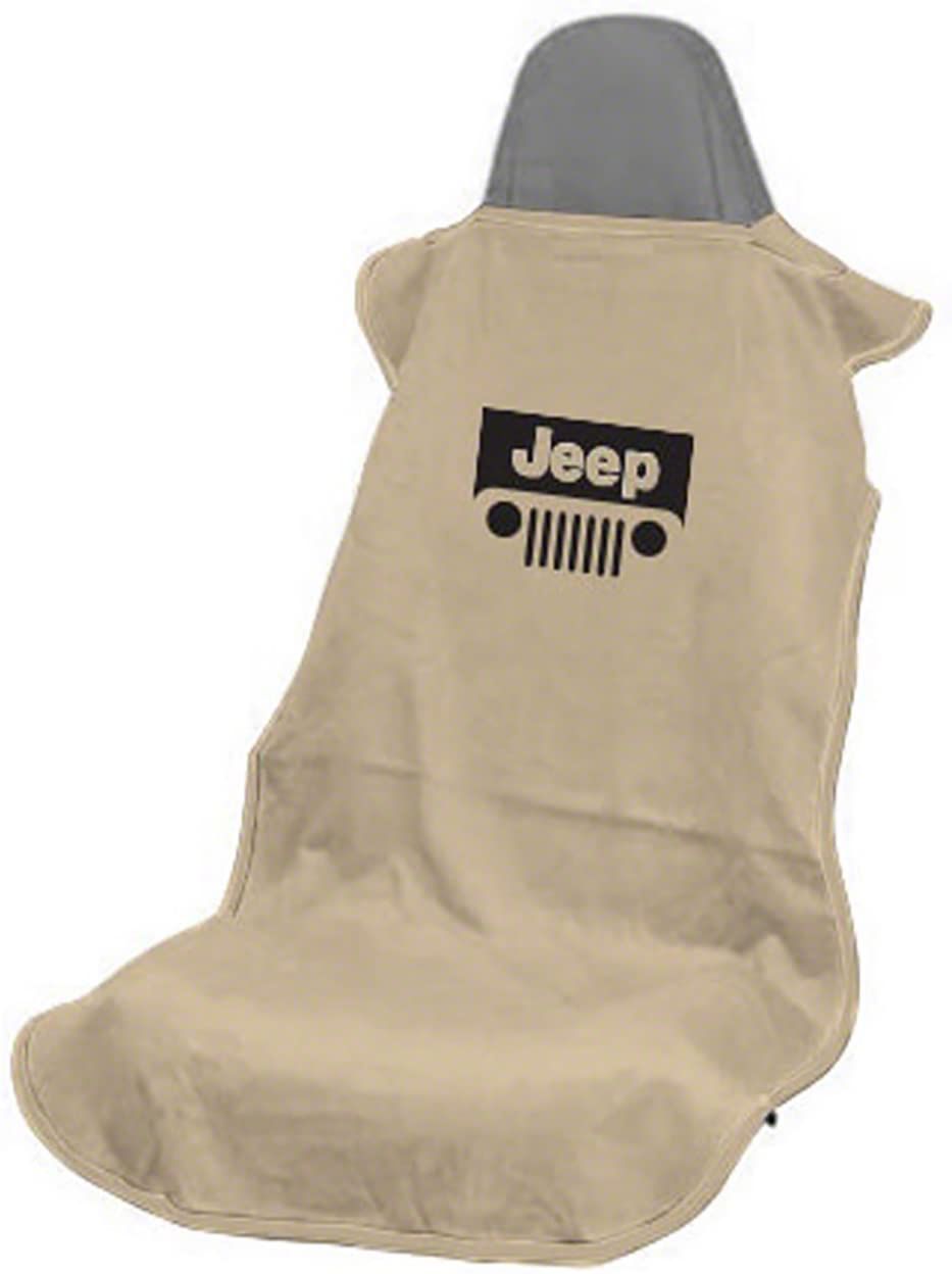 Seat Towel with Jeep Grille; Tan (Universal; Some Adaptation May Be Required)