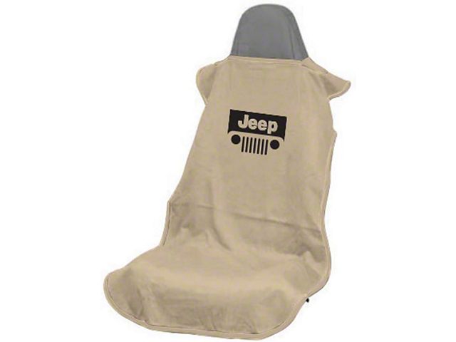 Seat Towel with Jeep Grille; Tan (Universal; Some Adaptation May Be Required)