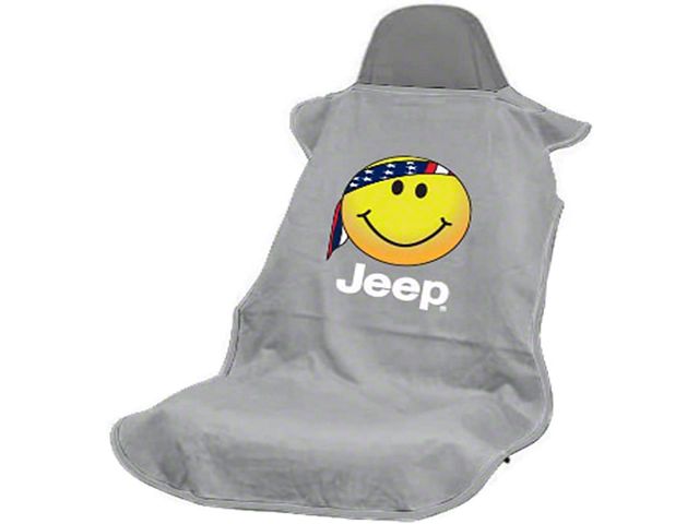 Seat Cover with Jeep Smiley Face; Gray (Universal; Some Adaptation May Be Required)