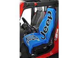 Towel2Go Seat Cover with Jeep and Grille Logo; Blue (Universal; Some Adaptation May Be Required)