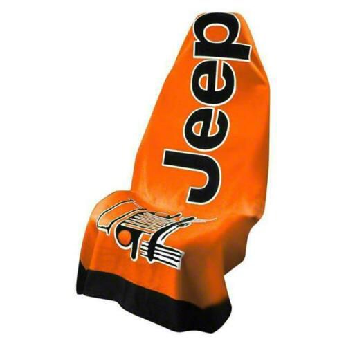 Towel2Go Seat Cover with Jeep and Grille Logo; Orange (Universal; Some Adaptation May Be Required)