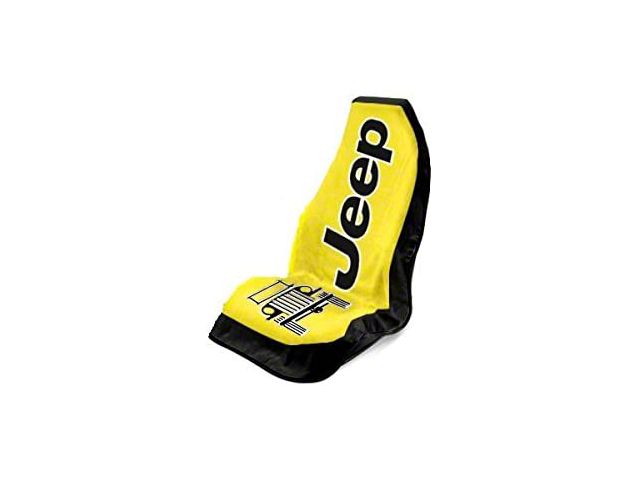 Towel2Go Seat Cover with Jeep and Grille Logo; Yellow (Universal; Some Adaptation May Be Required)