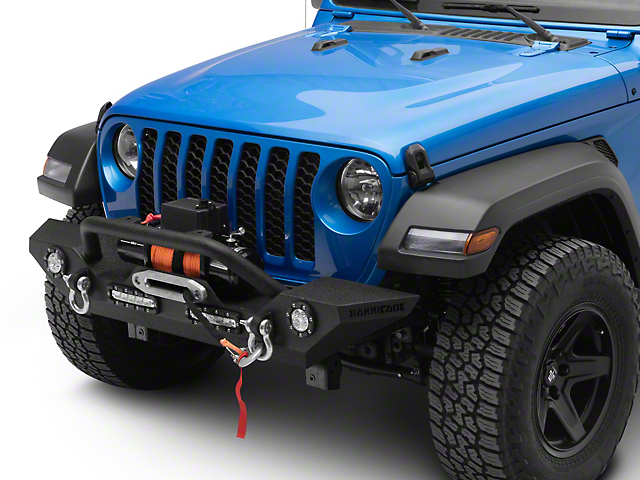 Barricade Trail Force HD Front Bumper with LED Lights and 9,500 lb. Winch (20-23 Jeep Gladiator JT)