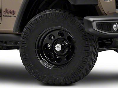 Mammoth 8 Steel Black Wheel with Polished Center Cap; 17x9 (20-24 Jeep Gladiator JT)