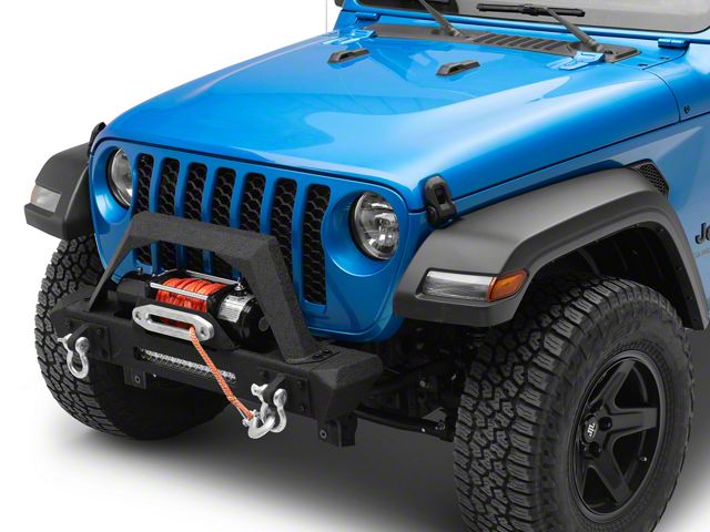 RedRock Max-HD Stubby Winch Front Bumper with LED Light Bar (20-24 Jeep Gladiator JT)