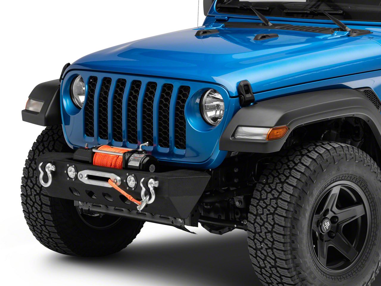 RedRock Jeep Gladiator Stubby Winch Front Bumper with LED Fog Lights ...