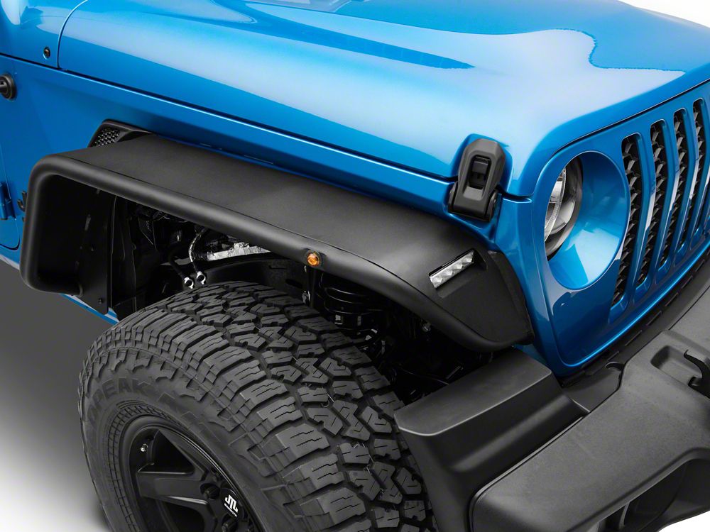 Barricade Tubular Fender Flares with LED DRL and Marker Lights; Front