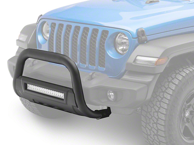 Barricade HD Bull Bar with Skid Plate and 20-Inch Dual Row LED Light Bar; Textured Black (20-22 Jeep Gladiator JT, Excluding Mohave Edition)
