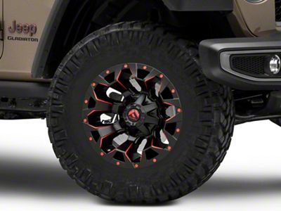 Fuel Wheels Assault Matte Black Red Milled Wheel; 17x9 (20-24 Jeep Gladiator JT)