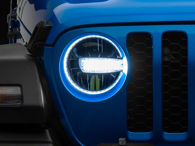 Raxiom Axial Series 9-Inch LED Headlights; Black Housing; Clear Lens (20-23 Jeep Gladiator JT w/ Factory Halogen Headlights)