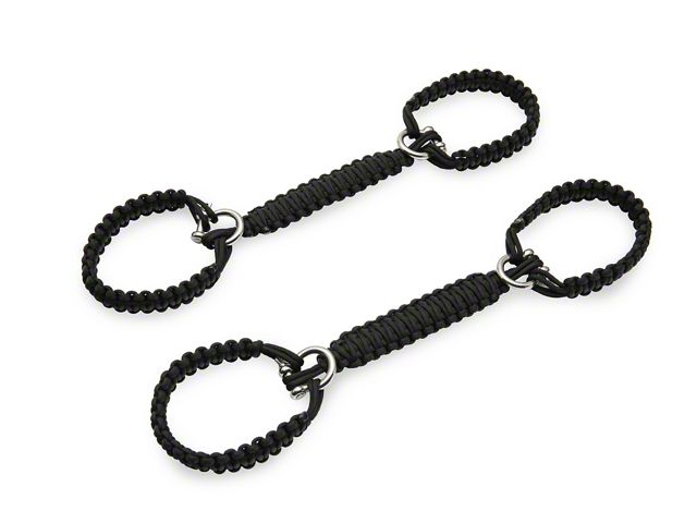RedRock Front Rollbar Paracord Grab Handles with D-Rings; Black (20-24 Jeep Gladiator JT)