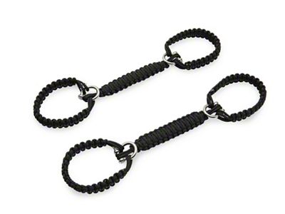 RedRock Front Rollbar Paracord Grab Handles with D-Rings; Black (20-23 Jeep Gladiator JT)