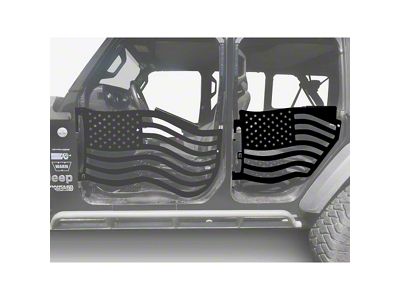 Steinjager Premium American Flag Rear Trail Doors; Black (20-24 Jeep Gladiator JT)
