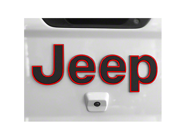 Tailgate Letter Overlays; Black with Red Outline (20-23 Jeep Gladiator JT)