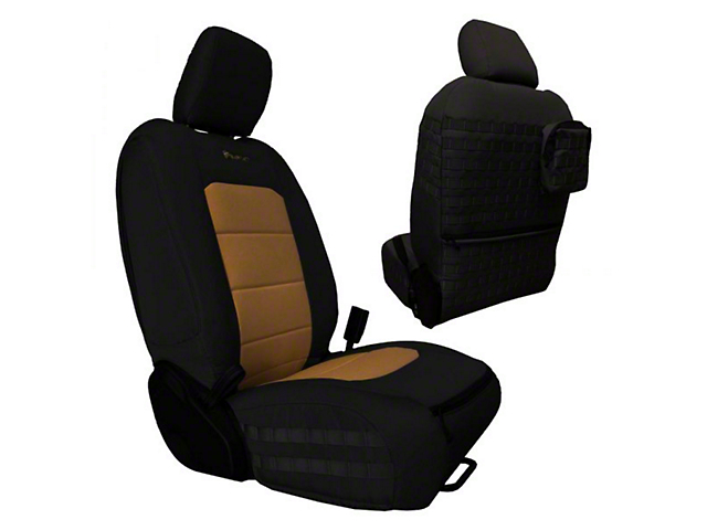Bartact Tactical Front Seat Covers; Black/Coyote (20-23 Jeep Gladiator JT)