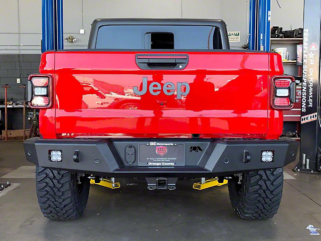 American Trail Products Fully Loaded Rear Bumper with Line-X Step Pads; Textured Black (20-23 Jeep Gladiator JT)