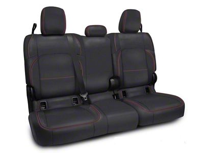 PRP Rear Bench Seat Cover; Black with Red Stitching (20-24 Jeep Gladiator JT w/ Cloth Interior)