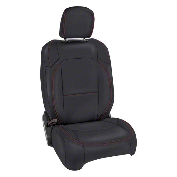PRP Jeep Gladiator Front Seat Covers; Black with Red Stitching B04001
