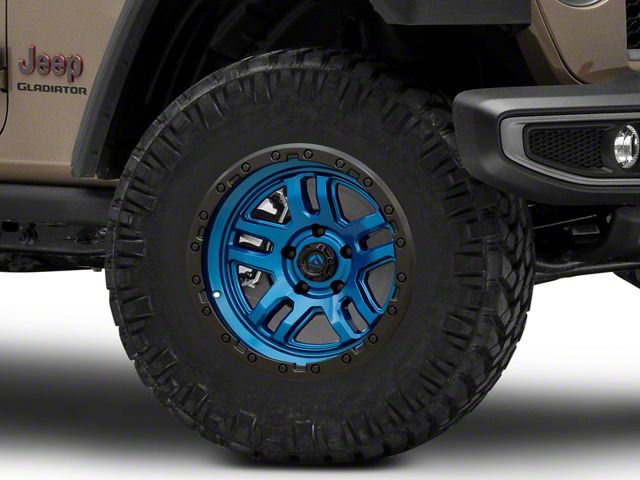 Fuel Wheels Ammo Gloss Blue with Black Bead Ring Wheel; 17x9 (20-24 Jeep Gladiator JT)