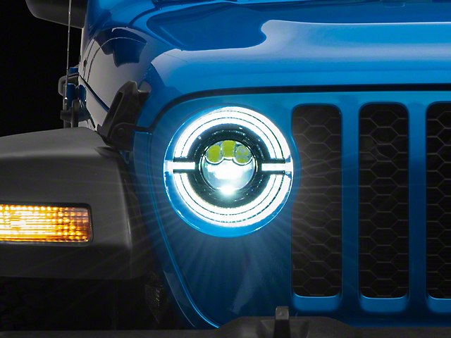 Raxiom Axial Series 9-Inch LED Angel Eye Headlights; Black Housing; Clear Lens (20-23 Jeep Gladiator JT)