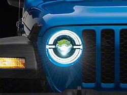 Raxiom Axial Series 9-Inch LED Angel Eye Headlights; Black Housing; Clear Lens (20-23 Jeep Gladiator JT)