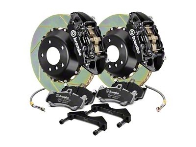Brembo GT Series 4-Piston Rear Big Brake Kit with 15-Inch 2-Piece Type 1 Slotted Rotors; Black Calipers (20-24 Jeep Gladiator JT)