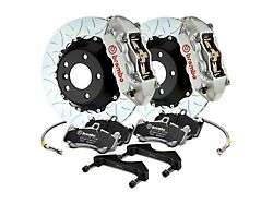 Brembo GT Series 4-Piston Rear Big Brake Kit with 15-Inch 2-Piece Type 3 Slotted Rotors; Silver Calipers (20-23 Jeep Gladiator JT)