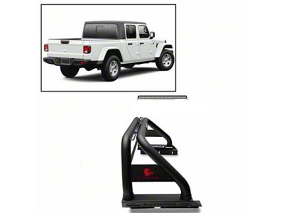 Classic Roll Bar with 50-Inch LED Light Bar; Black (20-24 Jeep Gladiator JT w/ Tonneau Cover)
