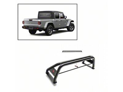 Classic Roll Bar with 50-Inch LED Light Bar; Black (20-24 Jeep Gladiator JT)
