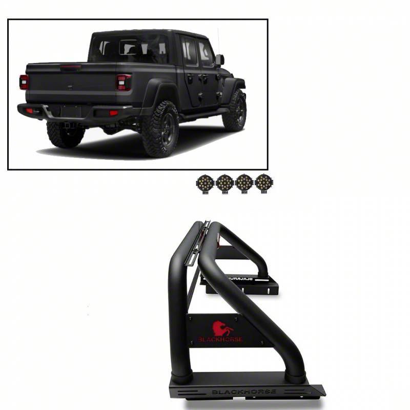 Jeep Gladiator Classic Roll Bar With 7 Inch Black Round Led Lights Black 20 23 Jeep Gladiator 5590