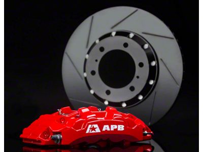 4-Piston Front Big Brake Kit with 14-Inch Slotted Rotors; Red Calipers (20-24 Jeep Gladiator JT)