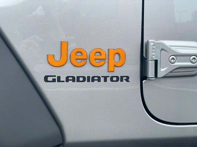 Jeep Fender Emblem Letter Overlays; Gloss Orange (20-24 Jeep Gladiator JT)